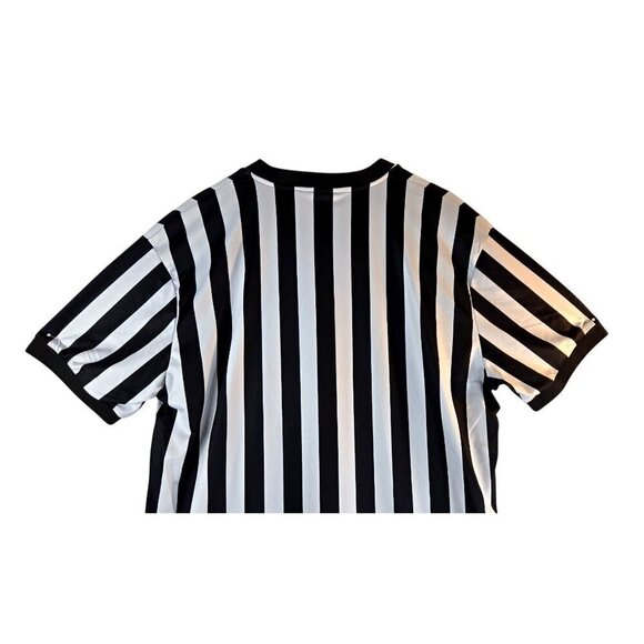FitsTF Mens Referee Jersey Shirt V-Neck Size L Black White Stipe Sports Umpire - Picture 10 of 10